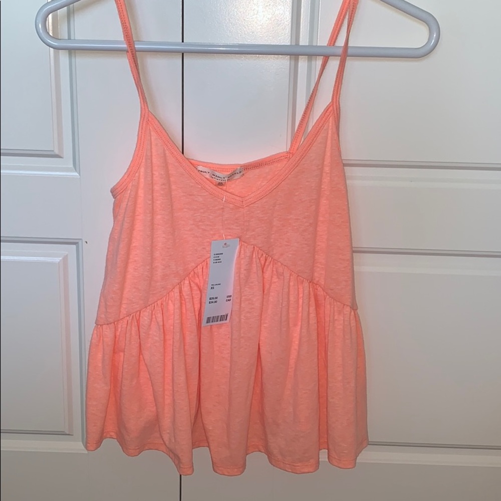Urban Outfitters Bright Orange Ruffled Tank